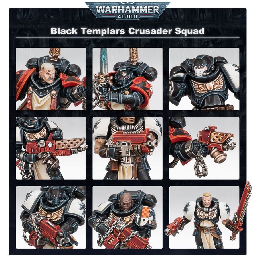 Detalles de armas y armaduras de la Escuadra de Cruzados Primaris
