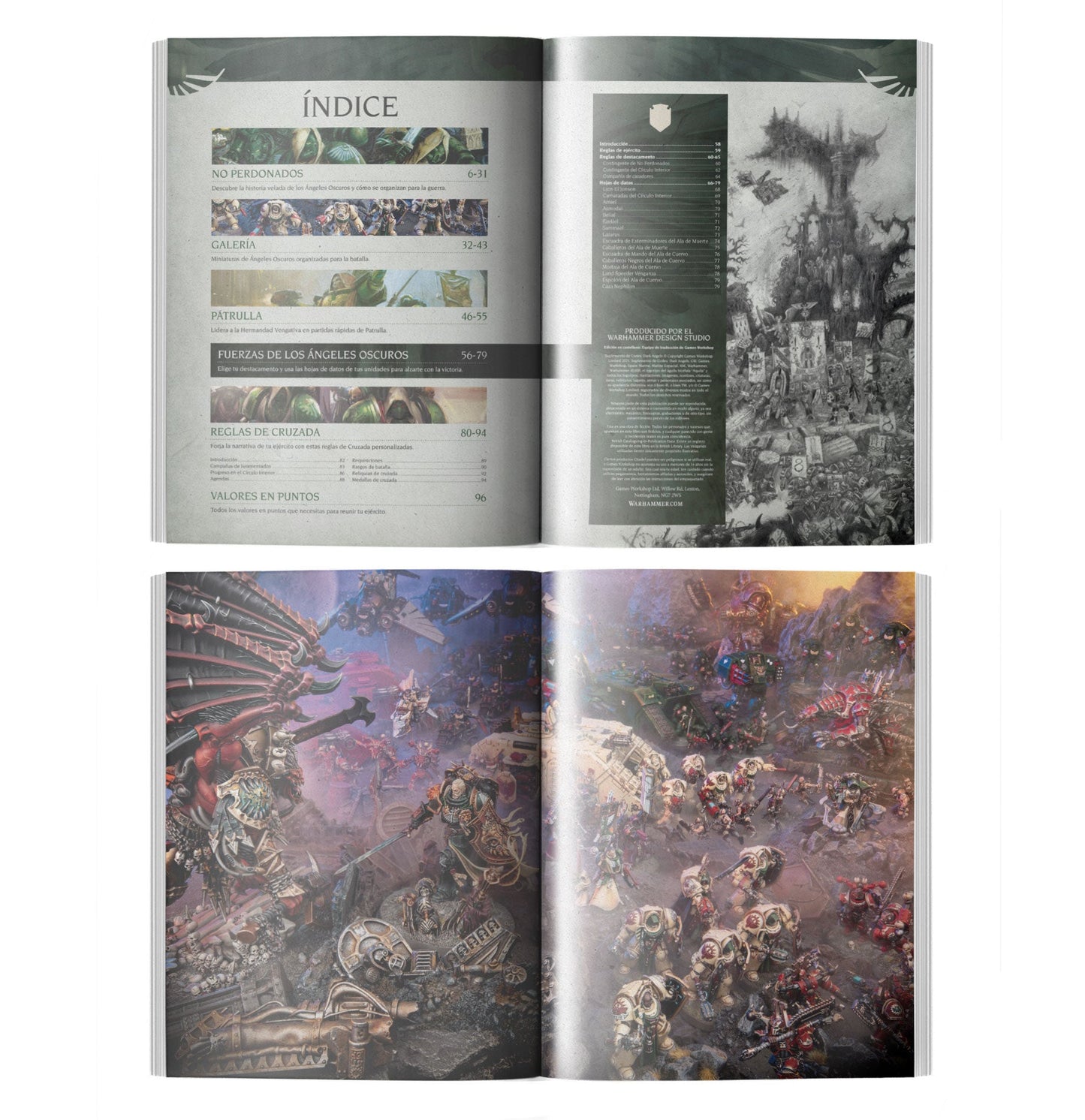 Páginas interiores del Suplemento de Codex Dark Angels en español