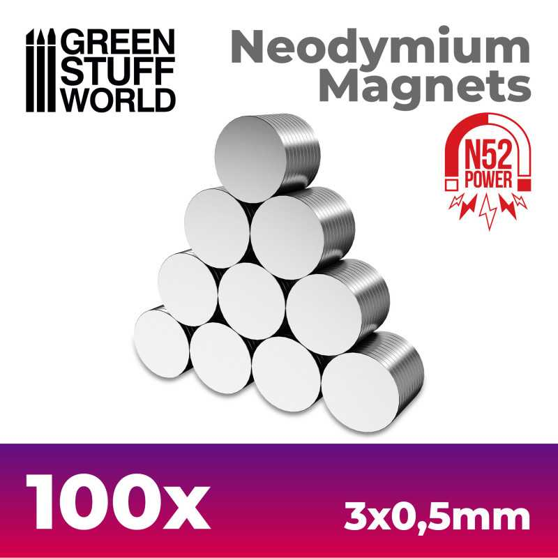 GSW: Imanes Neodimio 3x0'5mm - 100 unidades (N52)