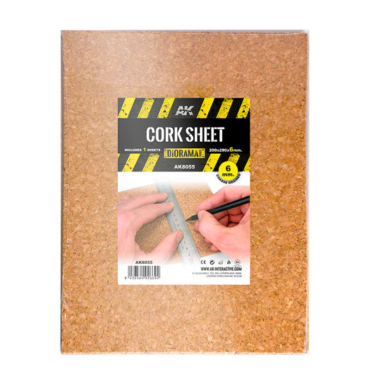 CORK SHEETS - COARSE GRAINED / LAMINAS CORCHO - GRANO GRUESO - 200 x 290 x 6mm (1 SHEETS/LAMINAS)