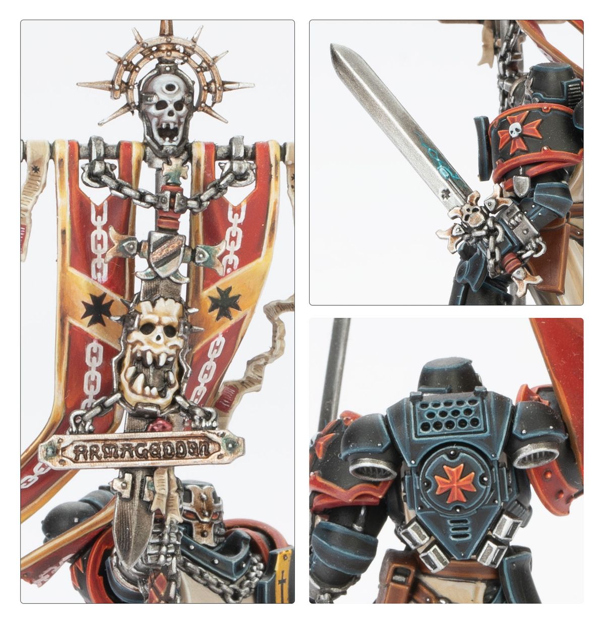 Detalles del estandarte y arma del Anciano Cruzado Black Templars