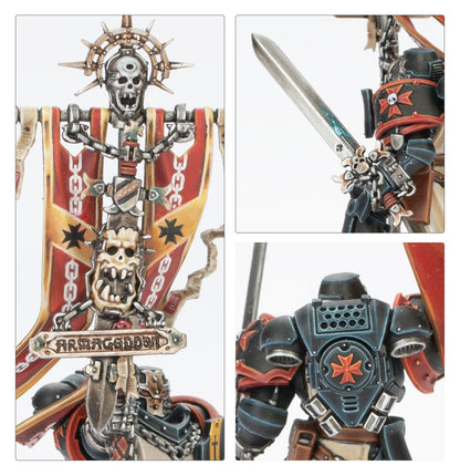 Detalles del estandarte y arma del Anciano Cruzado Black Templars