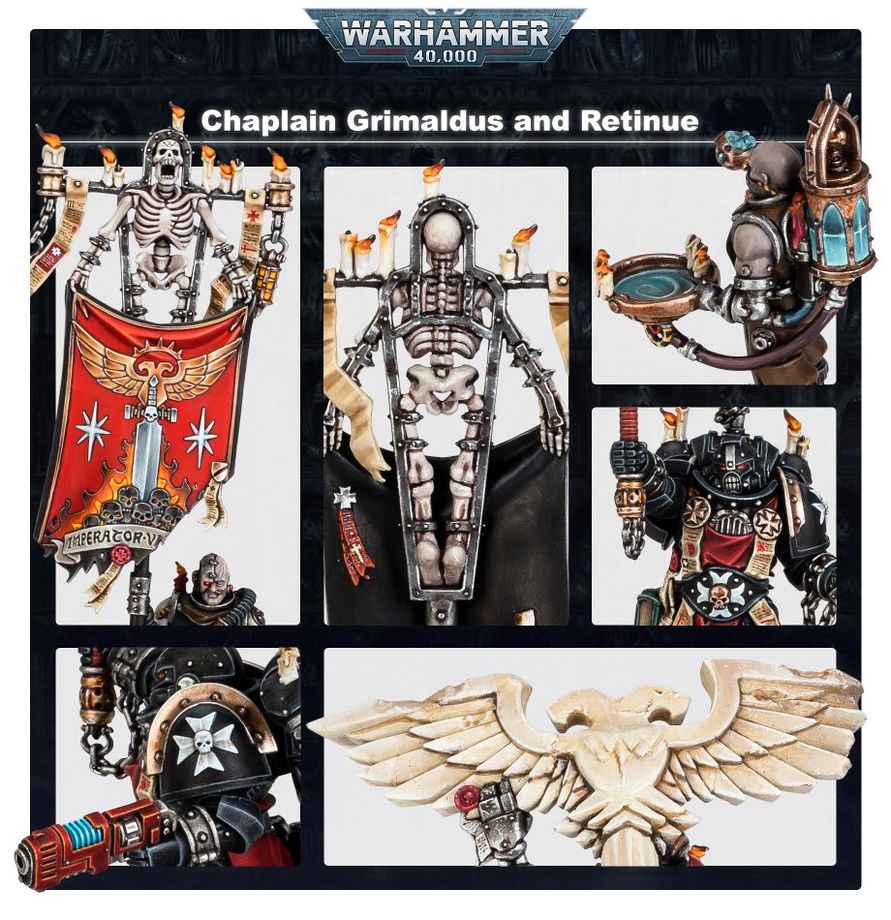 Detalles de Capellán Grimaldus y los Servidores Cenobitas de Black Templars