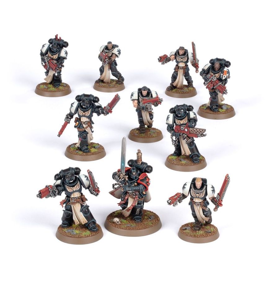 Diez miniaturas montadas de Cruzados Primaris Black Templars