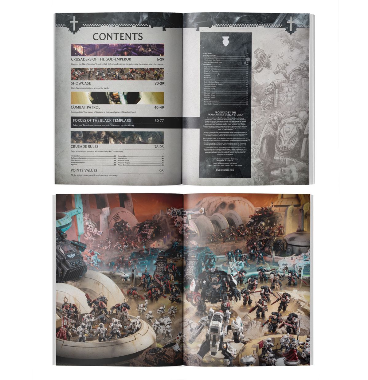 Interior del Suplemento de Códex Black Templars en inglés para Warhammer 40K