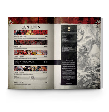 Páginas interiores del Suplemento de Codex Blood Angels en inglés