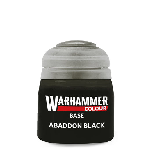 Bote de pintura Citadel Base Abaddon Black de 12 ml para miniaturas Warhammer