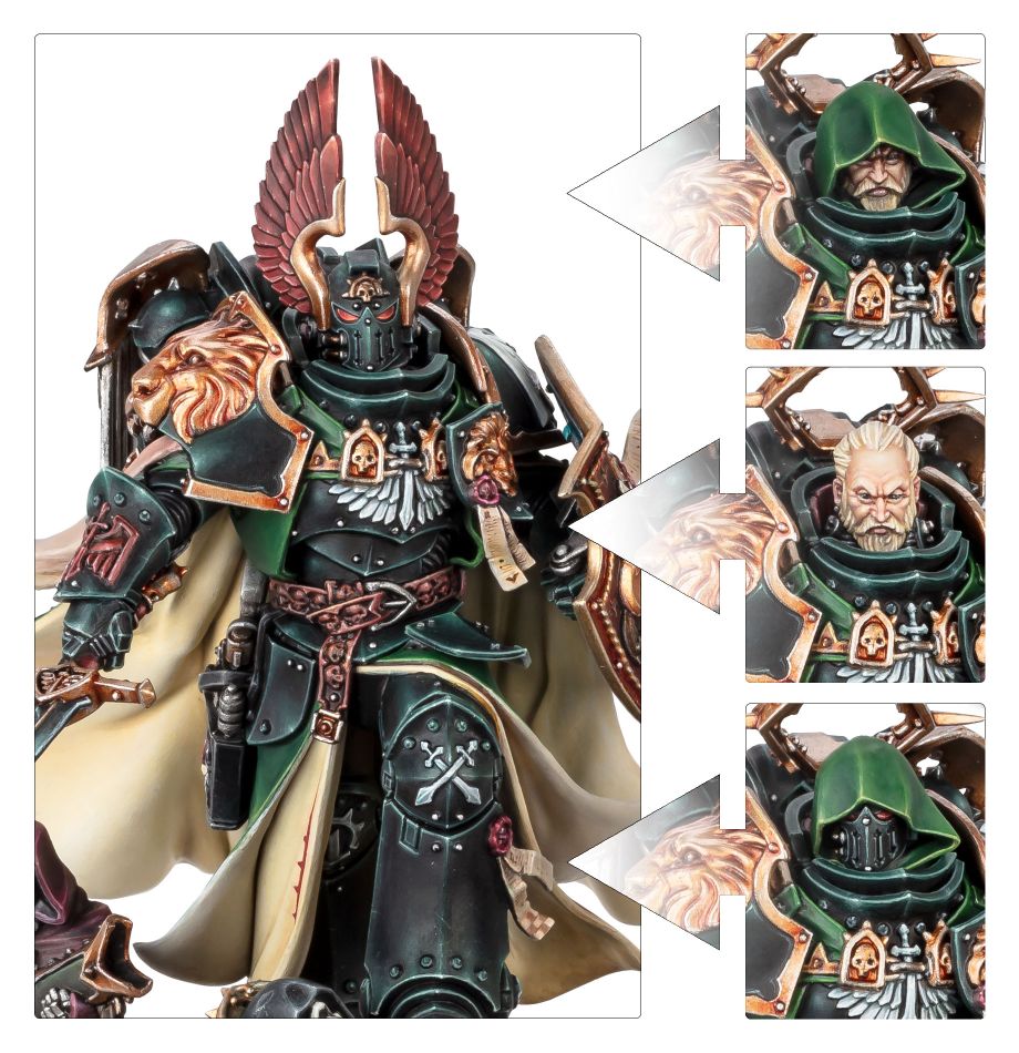 Opciones de cabeza de Lion El'Jonson para Dark Angels (Ángeles Oscuros), Warhammer 40K