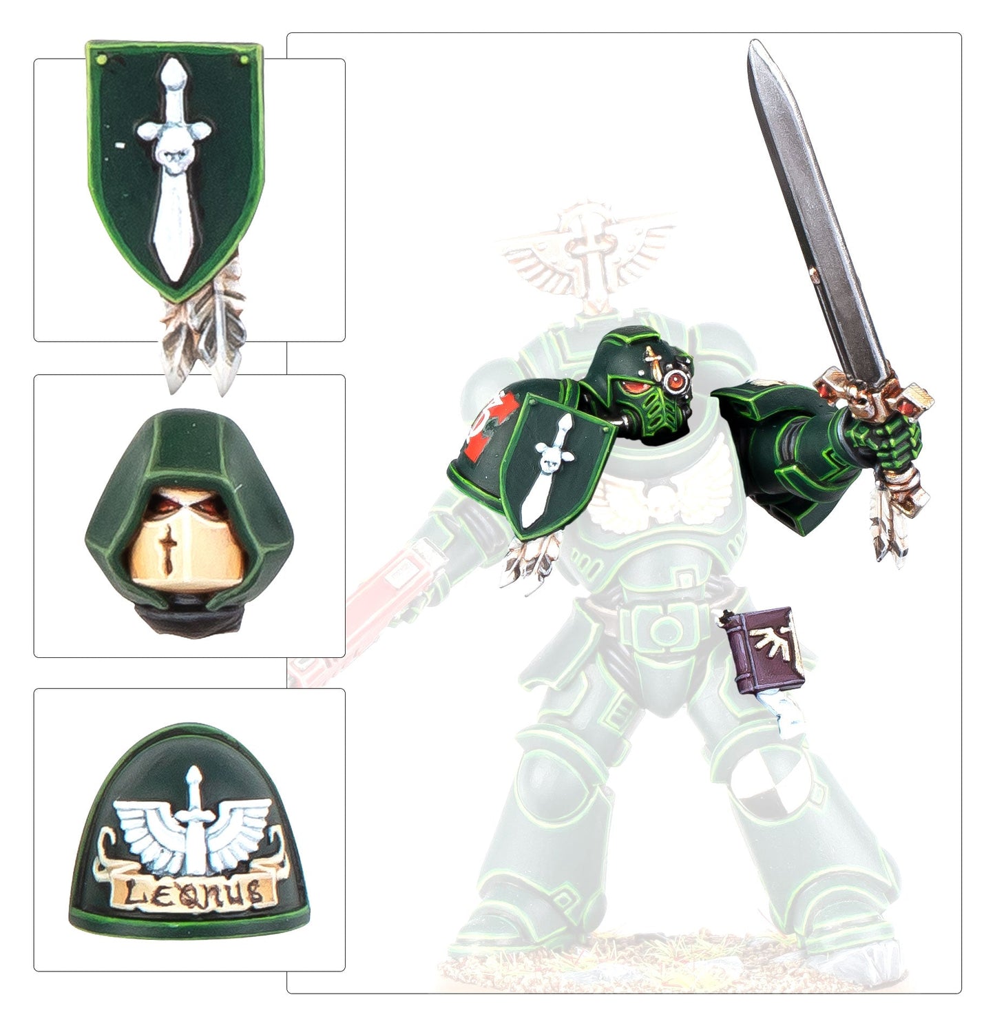 Hombreras, cabezas y accesorios para Marines Espaciales Dark Angels