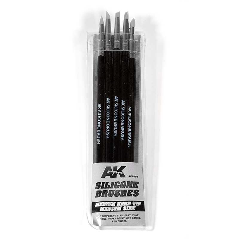 AK INTERACTIVE - PINCELES DE SILICONA MEDIANOS PUNTA MEDIA (5 LÁPICES DE SILICONA)