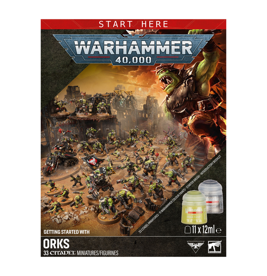 GETTING STARTED WITH ORKS (ENG) - miniatura y caja de Orks Warhammer 40k