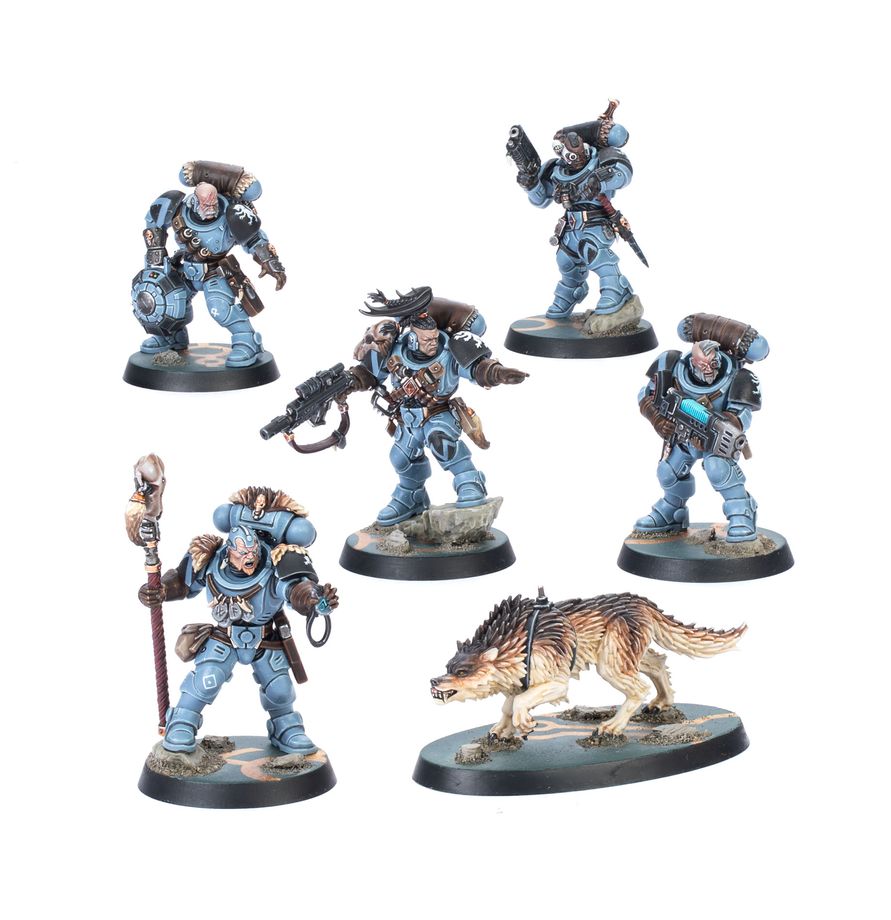 Miniaturas montadas del Comando de Exploradores Lobo de Space Wolves