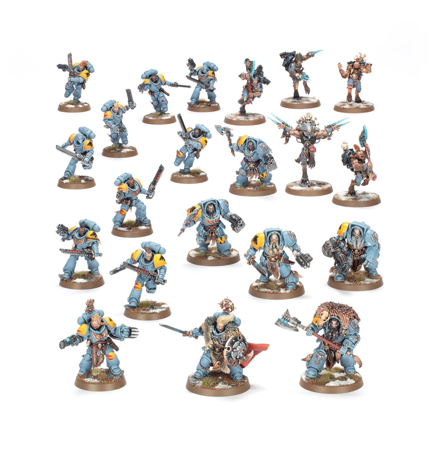 21 miniaturas montadas de la Patrulla de Combate de Space Wolves